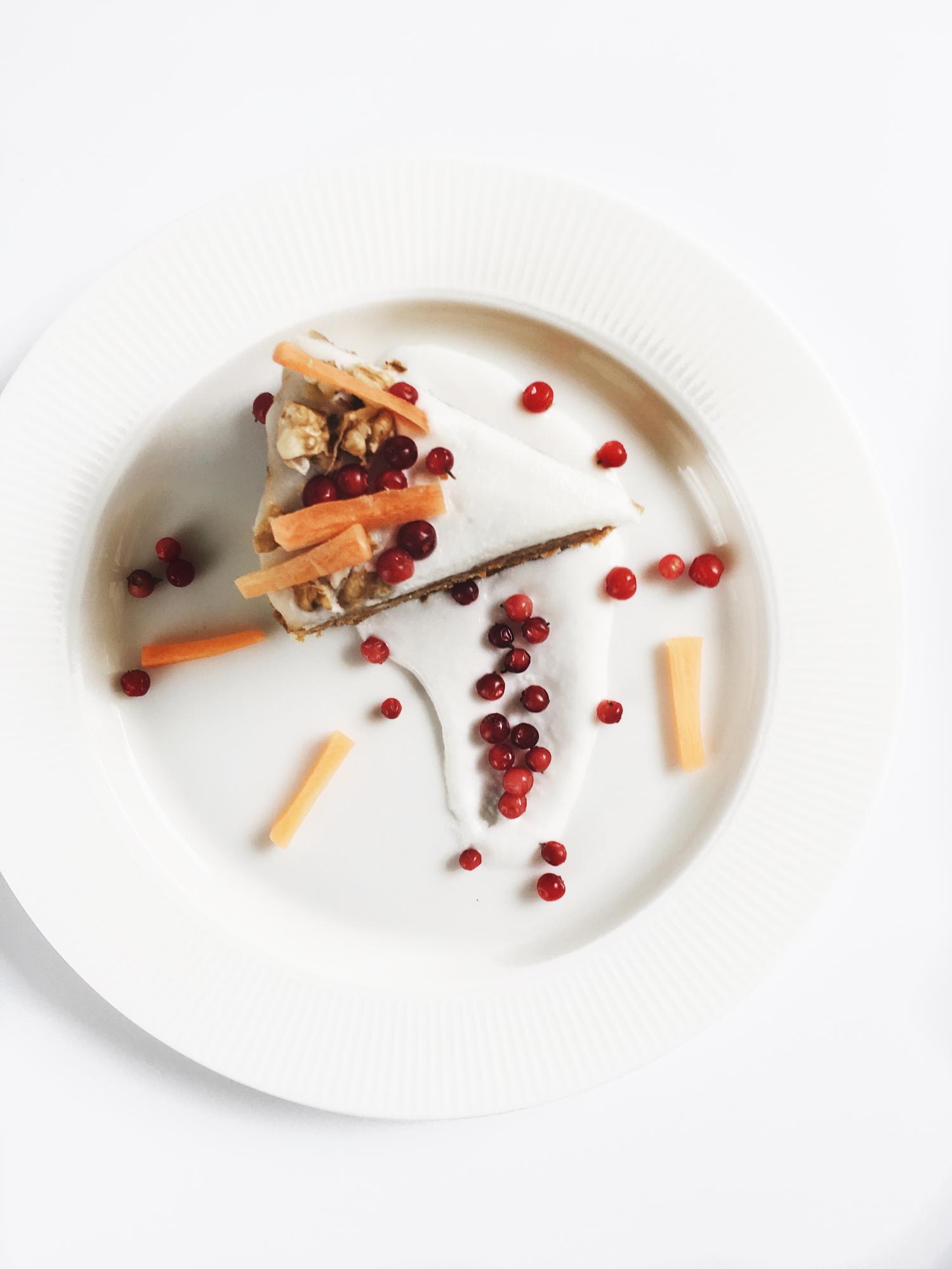 large editorial shot of plated dessert