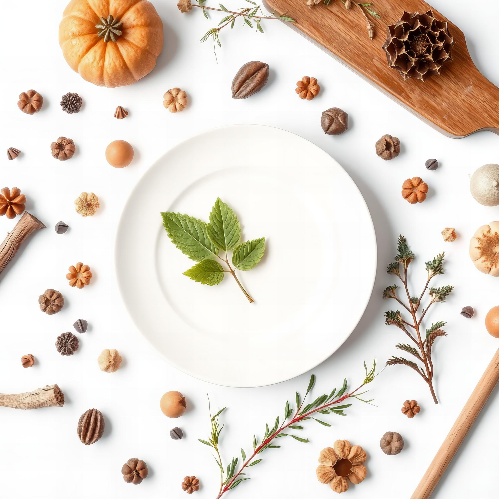 wooden table with plated seasonal dish